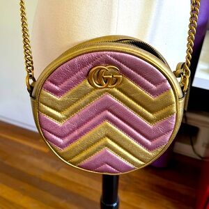 Gucci Metallic Round Matelasse Marmont Crossbody Bag limited ed